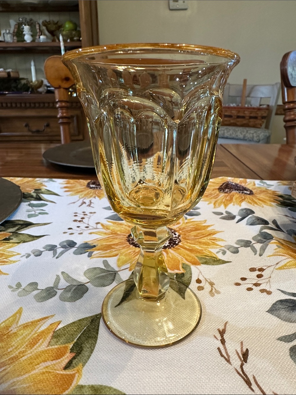 Imperial Glass small Sunshine  Yellow  Old Williamsburg Pressed Glass Goblet